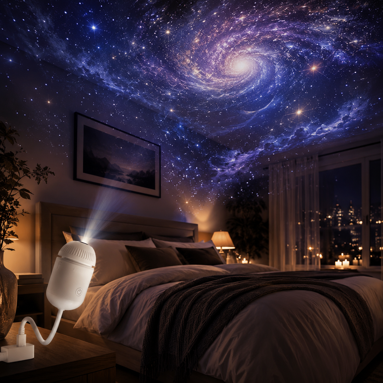 LED Star Projector Night Light, Galaxy Starry Sky Projection Lamp, Romantic Ambient Decor Lamp for Bedroom Party Home Decor